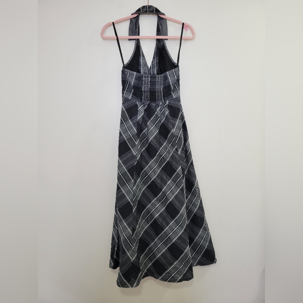 Anthro Maeve Adair plaid halter dress black 0P - Picture 3 of 4